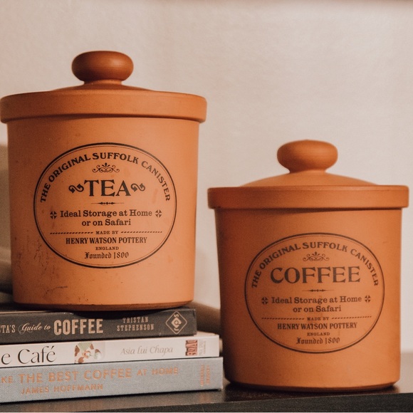 Vintage Terracotta Pottery Coffee & Tea Canister Set - Picture 5 of 5
